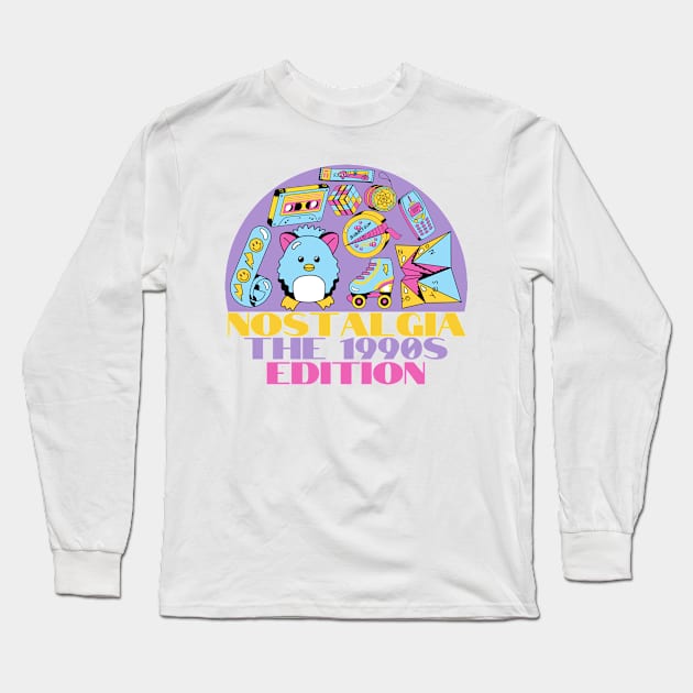 1990s Nostalgia - Nineties Retrowave Long Sleeve T-Shirt by Souls.Print